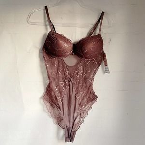 [Rene Rofe] NWT push up lace bodysuit lace Large